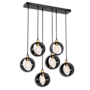 Industrial Pendant Light with Metal Shades 3D model image 1 