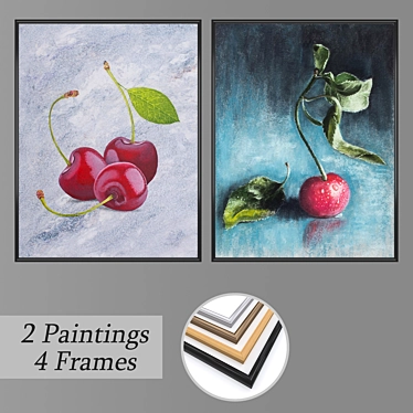 Elegant Wall Art Set with Frame Options 3D model image 1 