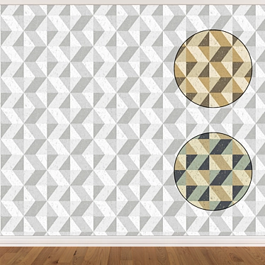 Title: Seamless Wallpaper Set 1510 (3 Colors) 3D model image 1 