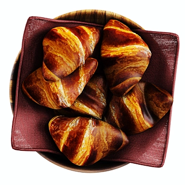 Flaky French Breakfast Croissants 3D model image 1 