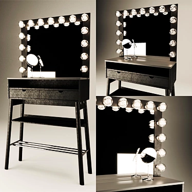 Glow Makeup Vanity - Elegant Table with Illuminated Mirror 3D model image 1 