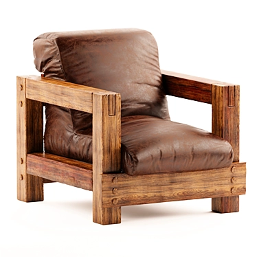 Vintage Wood Lounge Chair 3D model image 1 