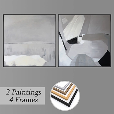 "Gallery Collection: 2-Piece Wall Paintings Set 3D model image 1 