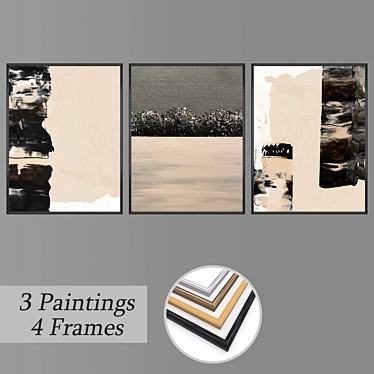 Versatile Set of 3 Wall Paintings 3D model image 1 