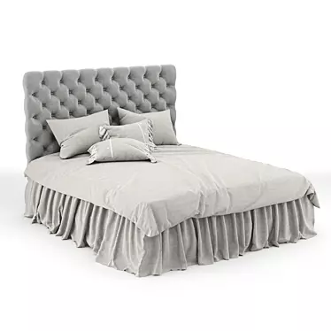 Elegant Linen Bedspread Set 3D model image 1 