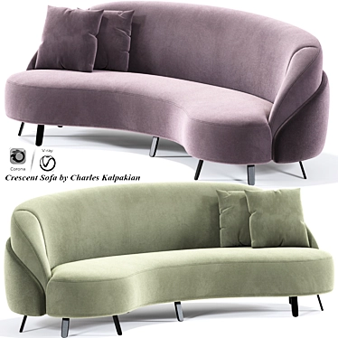 Sleek Crescent Sofa: Designed by Charles Kalpakian 3D model image 1 