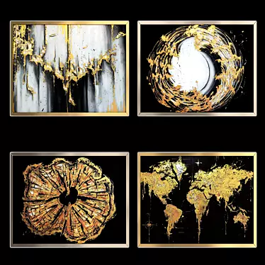 Set of Four Oil Paintings | 80cm x 100cm | 2 Frame Options 3D model image 1 