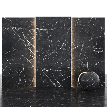 SleekBlackMarble Slabs & Tiles 3D model image 1 