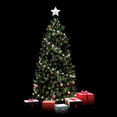 Elegant Christmas Tree Set with Decorations 3D model image 1 