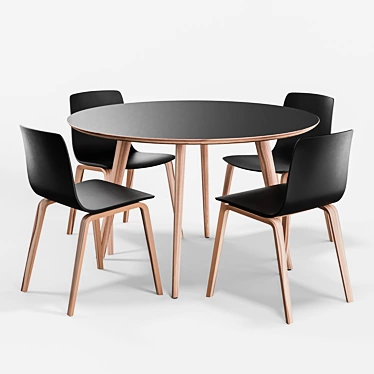 Modern Arper AAVA Chair Set with Gher Table 3D model image 1 