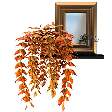 Elegant Home Decor Set: Mirror, Plant, and Statue 3D model image 1 