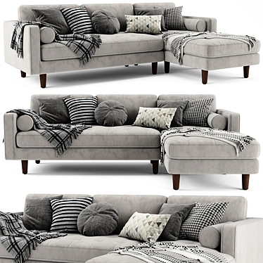 Modern Sven Chaise Sofa 3D model image 1 
