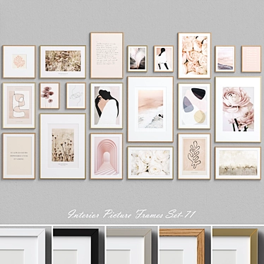 Beige Pink Interior Frames Set 3D model image 1 