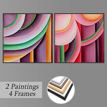 Elegant Wall Painting Set 3D model image 1 