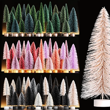 Festive Miniature Christmas Trees 3D model image 1 