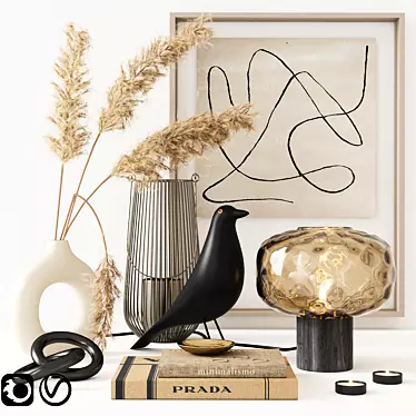 Elegant Decor Set with Prada Book & Ceramic Vase 3D model image 1 