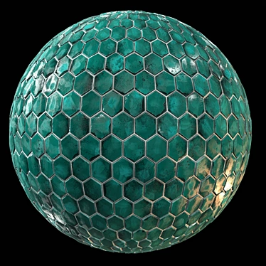 Seamless Teal Tile Material 3D model image 1 