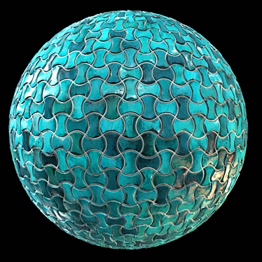 Elegant Teal Tile Material 3D model image 1 