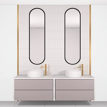 Modern White Bathroom Set 3D model image 1 
