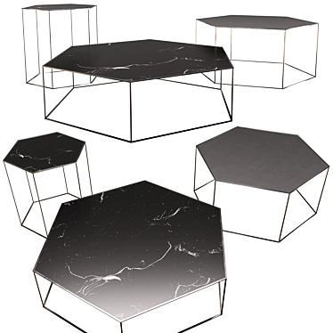 Geometric Hexagon Table Set 3D model image 1 