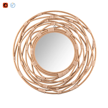 Rattan Sunburst Wall Mirror 3D model image 1 