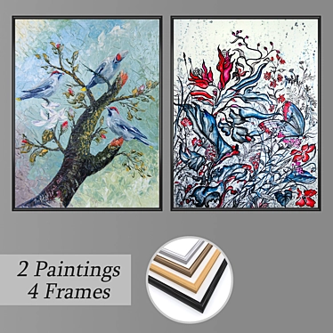 Modern Wall Art Set with Multiple Frames 3D model image 1 