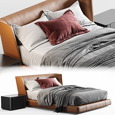 Luxurious Minotti Reeves Bed: Sleek Design & Superior Comfort 3D model image 1 