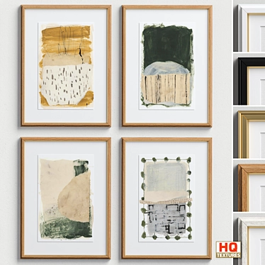 Beige Green Abstract Framed Prints 3D model image 1 