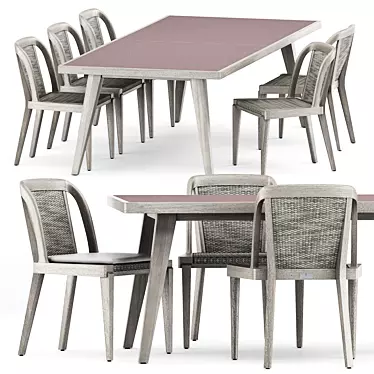 Rock Garden Side Chair & Dining Table Set 3D model image 1 