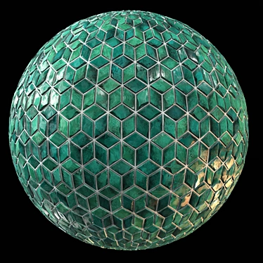 Seamless Teal Tile PBR 3D model image 1 