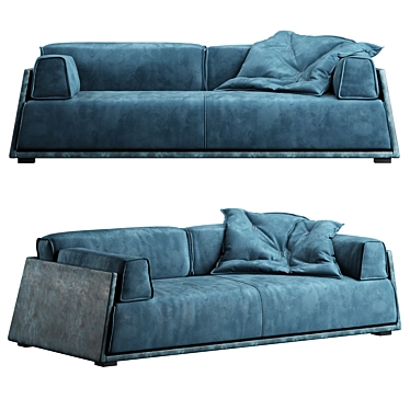 Hard Soft Slim Sofa: The Perfect Blend of Comfort and Style! 3D model image 1 