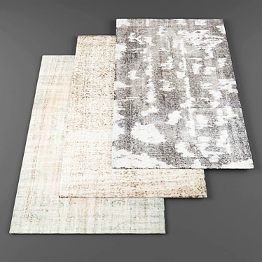 Stylish Textured Rugs - Set of 5 3D model image 1 