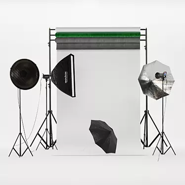 Godox SK300II: Versatile Lighting with Softbox & Beauty Dish 3D model image 1 