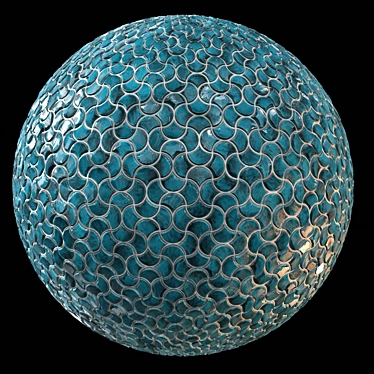 Seamless Teal Tile PBR 3D model image 1 