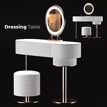 Modern Vanity Table with Mirror 3D model image 1 