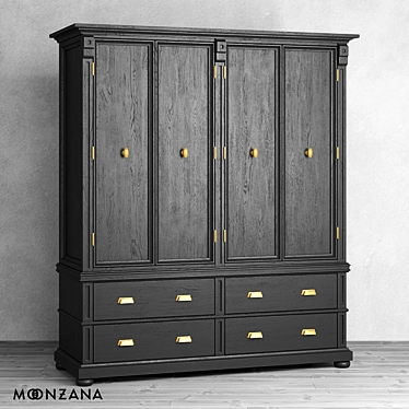 OM Garedrobe OldFashion Moonzana - Elegant Oak Wardrobe 3D model image 1 