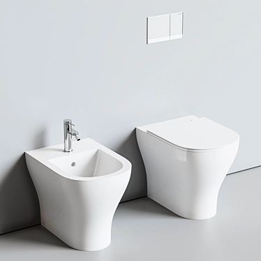 Hatria Beat: Ceramic Toilet, Bidet & Flush Plate 3D model image 1 