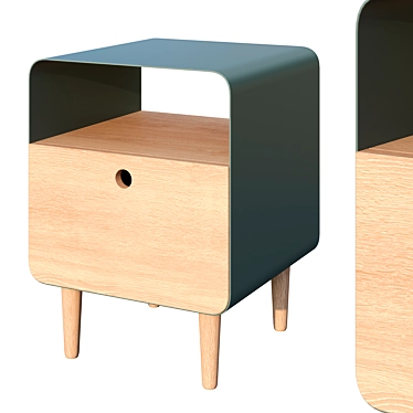 Sleek Green Bedside Table 3D model image 1 