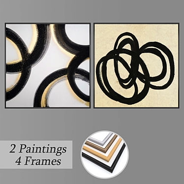 2-Piece Wall Paintings Set 3D model image 1 