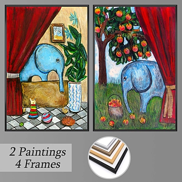 Elegant Set of Wall Paintings 3D model image 1 