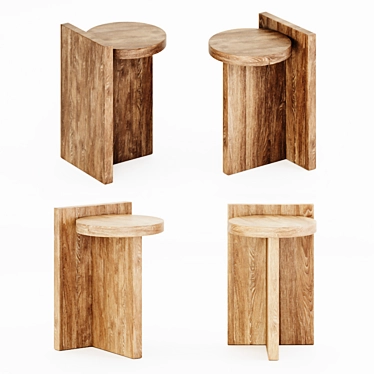 Modern Oak Taco Chair 3D model image 1 