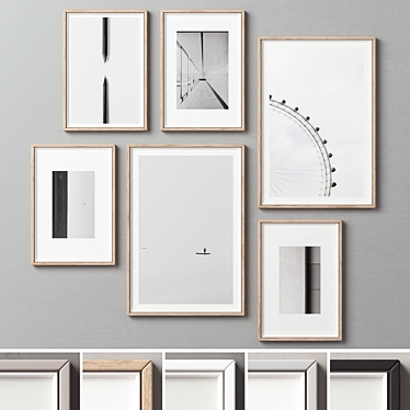 Multi-Framed Picture Set: 6 Frames, 5 Styles 3D model image 1 