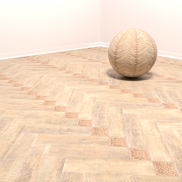 Brush Wood Beige Porcelain Tile 3D model image 1 