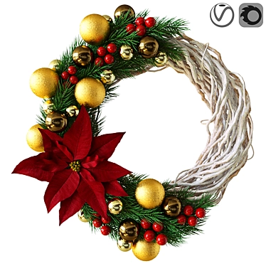 Festive Christmas Wreath 3D model image 1 