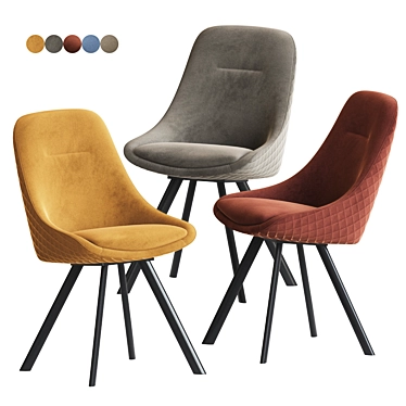 Luxurious Velvet Swivel Dining Chair 3D model image 1 