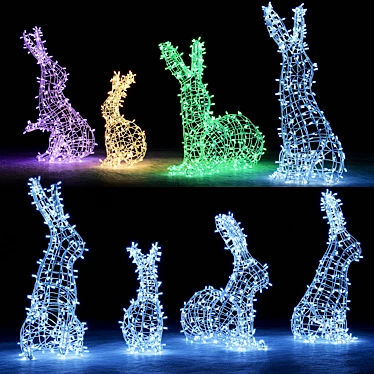 Wire and Garland Hares: Illuminated Options 3D model image 1 