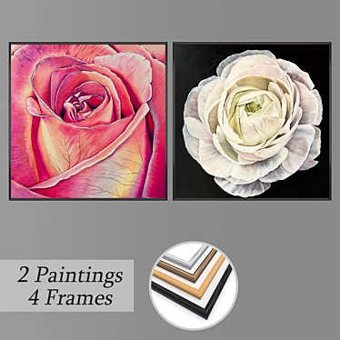 Dynamic Duo: 2 Paintings & 4 Frame Options 3D model image 1 