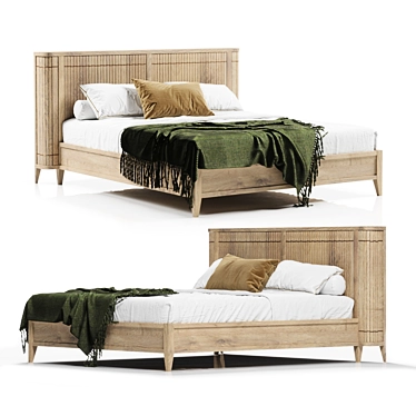 KOPPAR Wooden Bed: Stylish and Sturdy 3D model image 1 