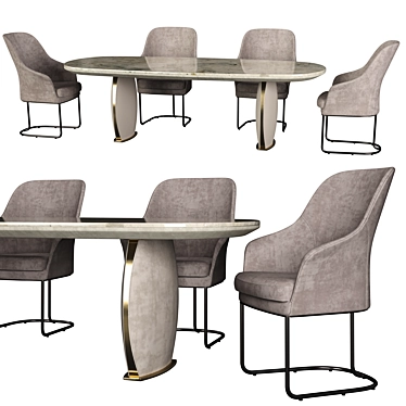 Lotus & Lily: Stylish Leather Dining 3D model image 1 