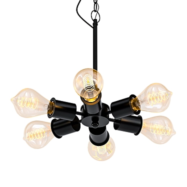 Retro Six-Light Edison Pendant 3D model image 1 